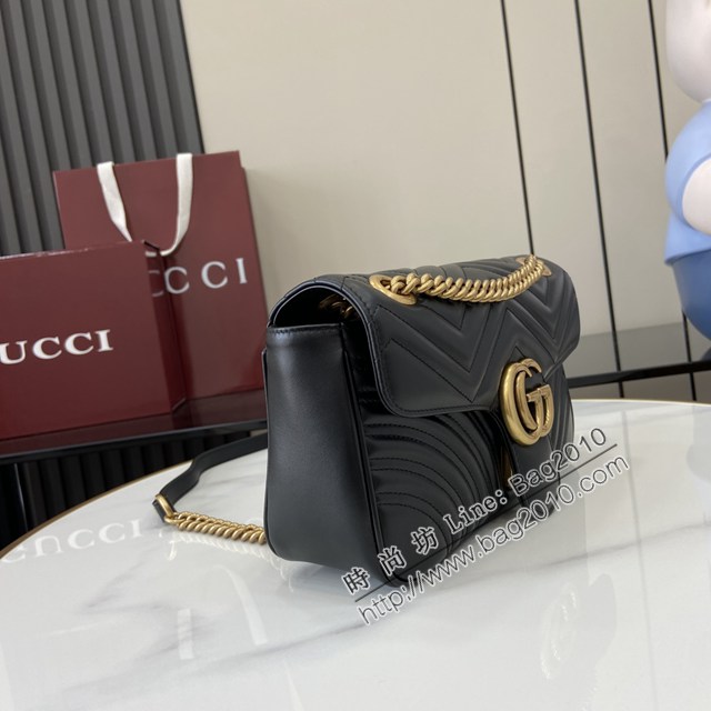 Gucci專櫃古馳最新款Marmont系列絎縫迷你手袋鏈條肩背包 jh2786型號：443497